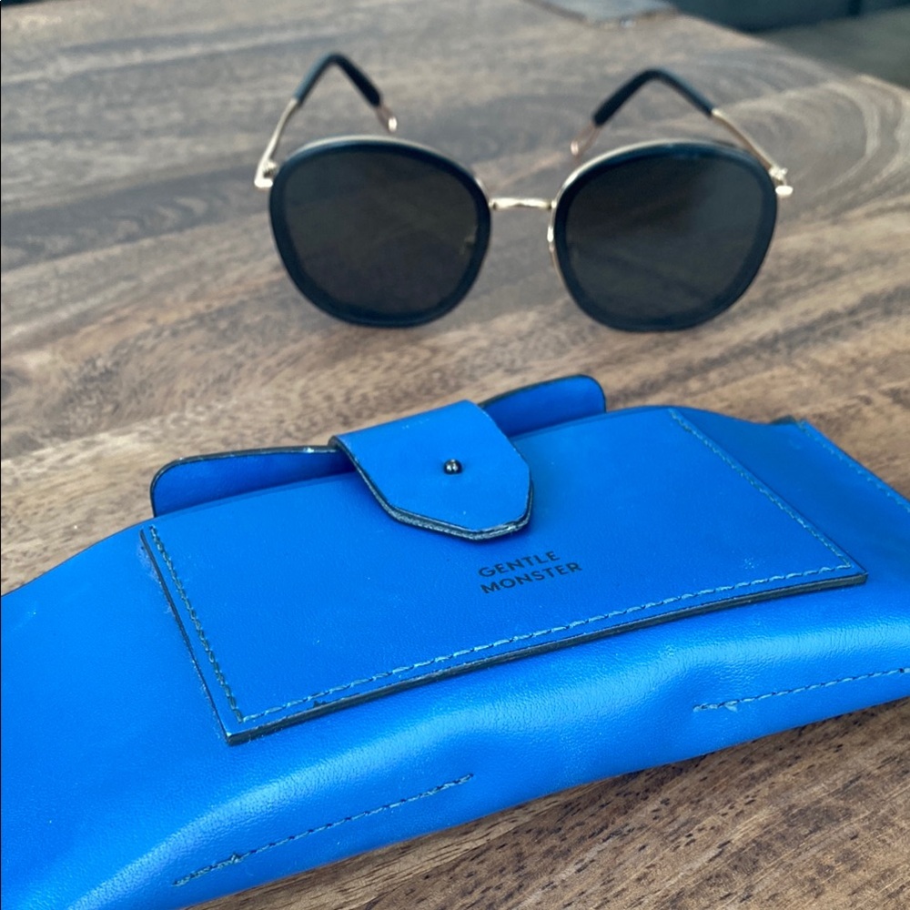 Gentle Monster Black Sunglasses with Blue Case